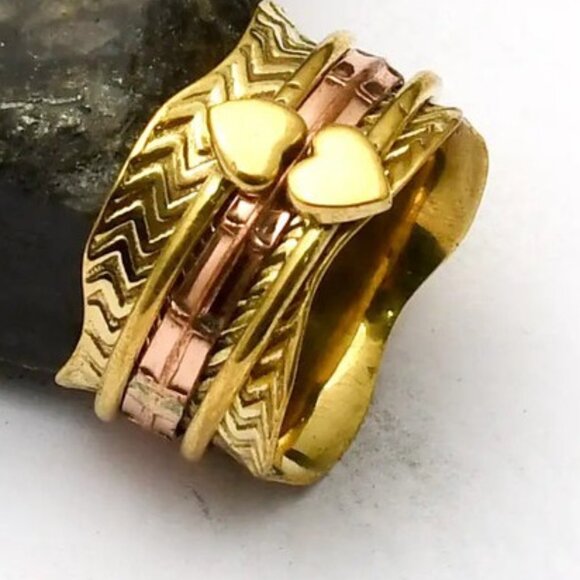 Two Tone Spinner  Ring SZ6.5 - Picture 1 of 1